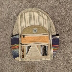 Himalayan Hemp Backpack Boho Stripe Made In Nepal